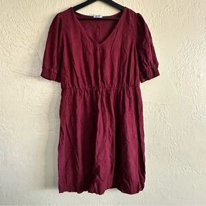 Burgundy V-Neck Dress